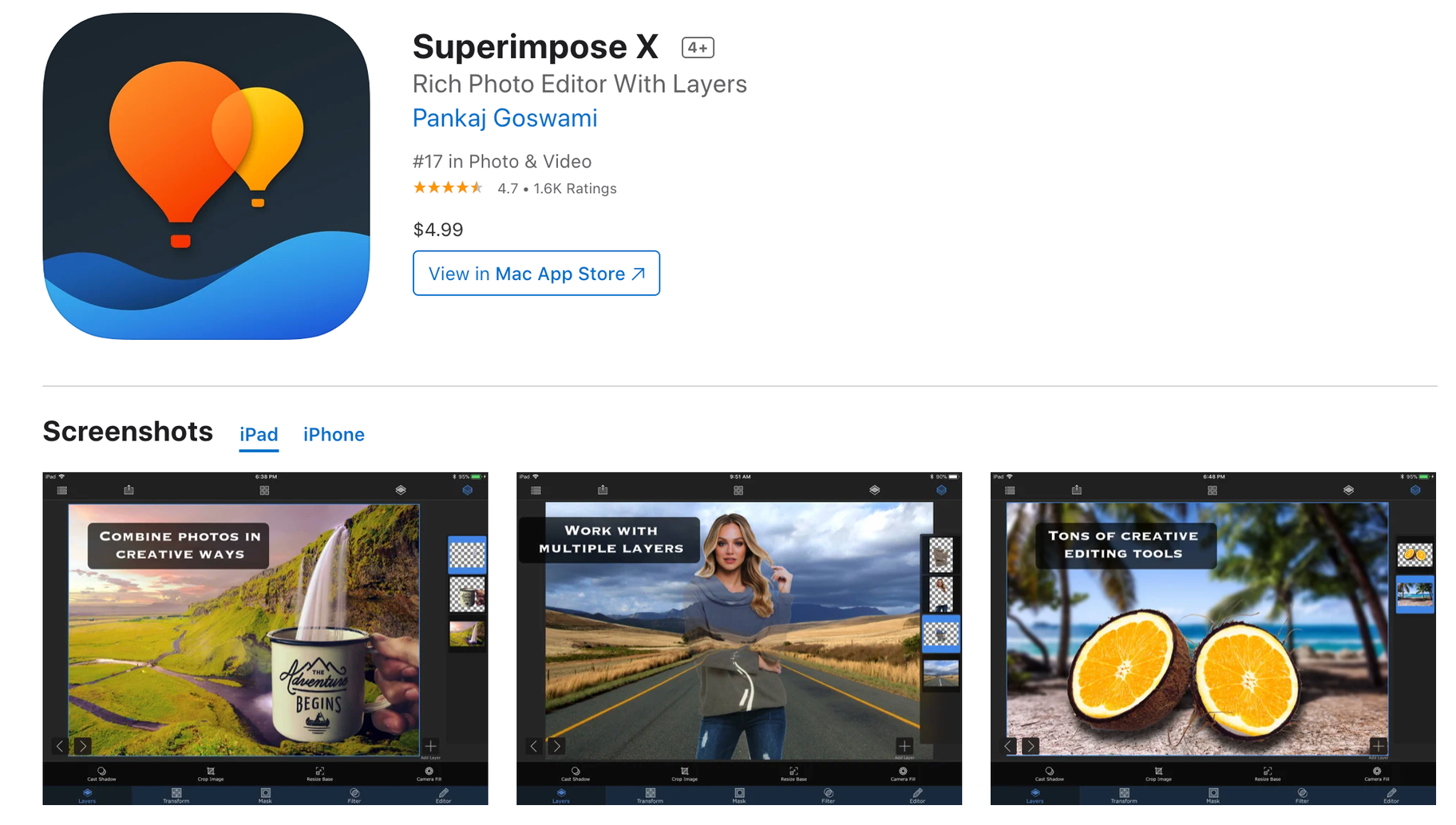 superimpose x