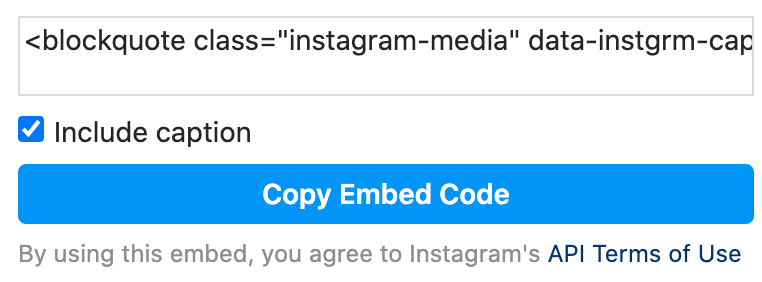 Instagram embed for blogs