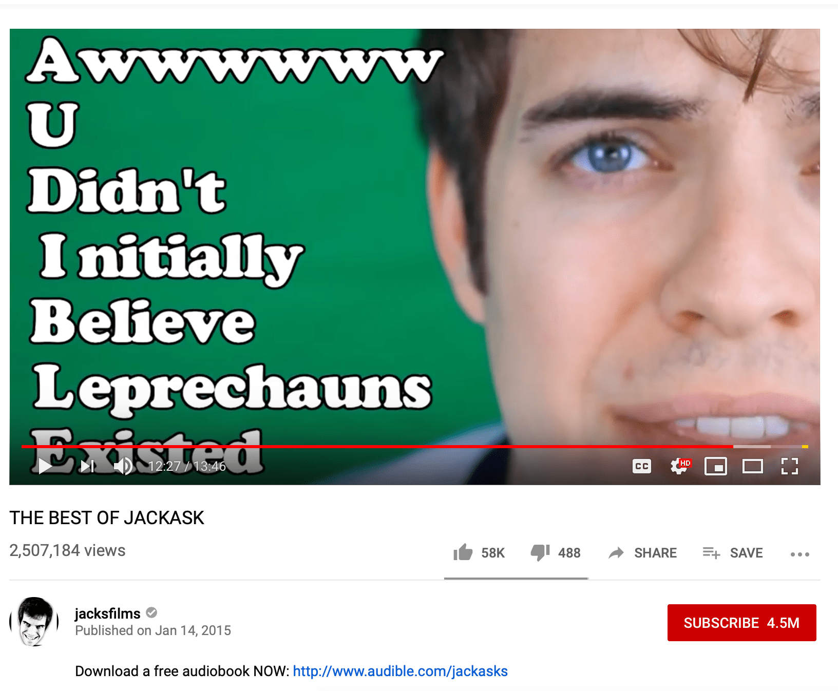 Screenshot of Youtube influencer Jacksfilms