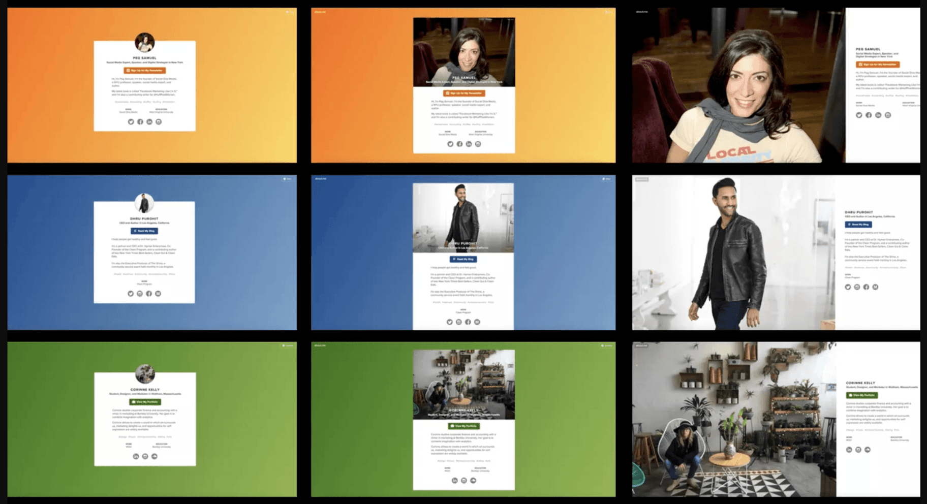 about.me Website Layouts