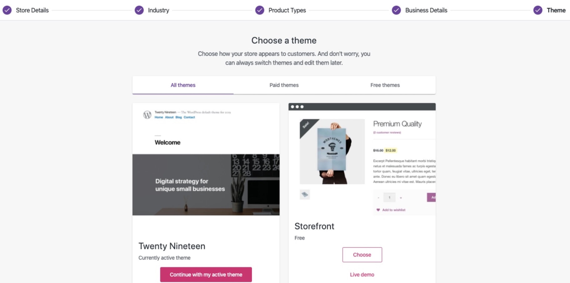 WooCommerce setup wizard