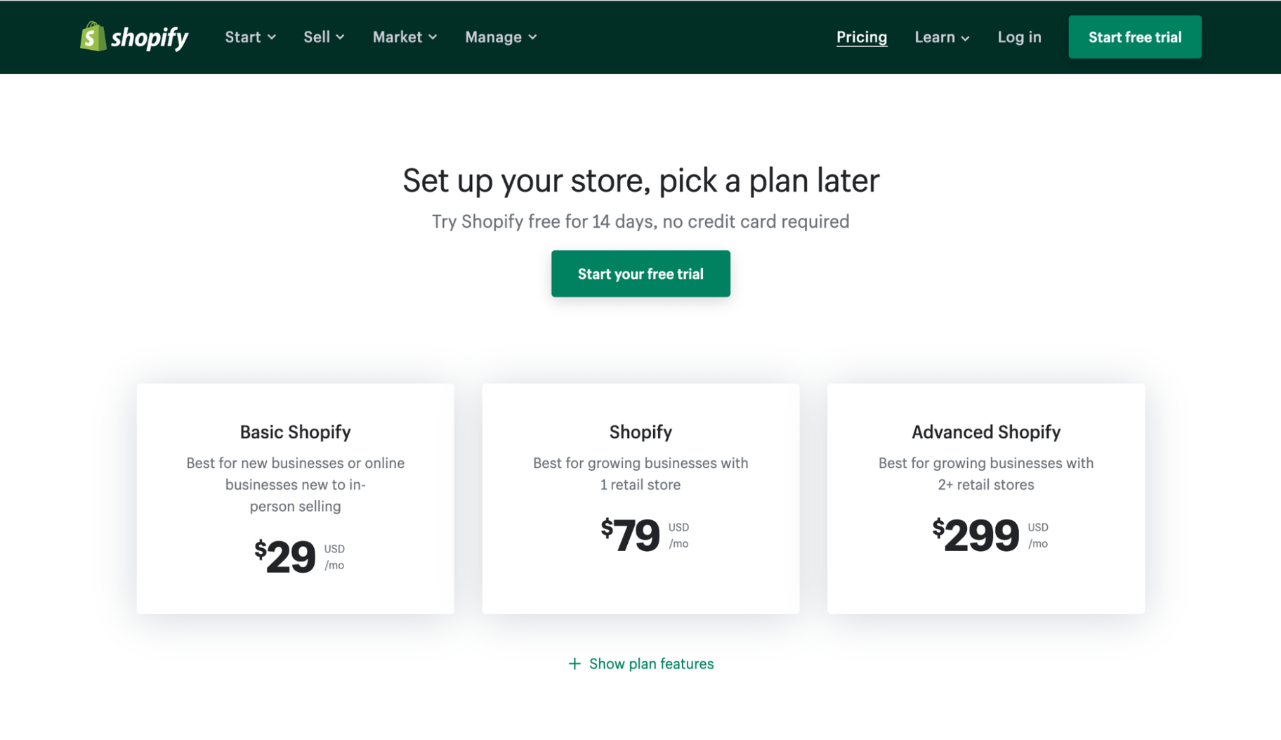 Pricing Strategy Examples: Shopify