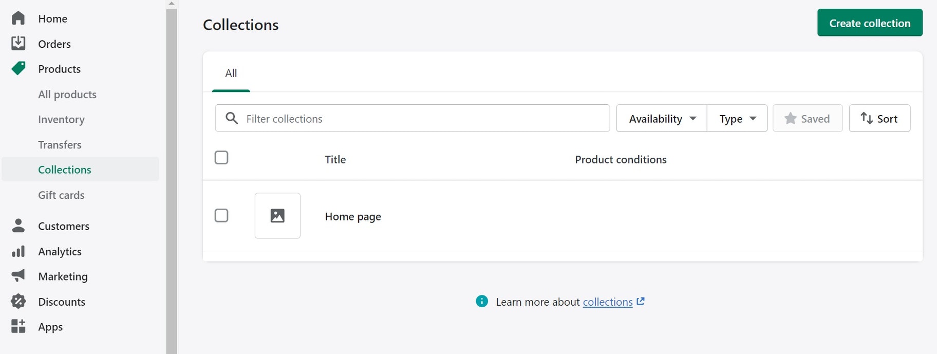 create collections in shopify